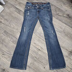 Rock Revival Women’s Hayley Boot Low Rise Distressed Jeans SZ 28